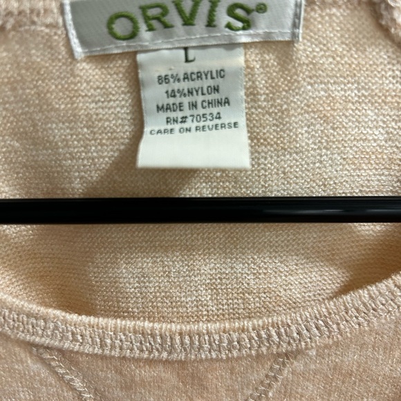 Orvis Soft Beige Knit Top Sz Large - Picture 2 of 3